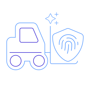 A forklift carrying a shield