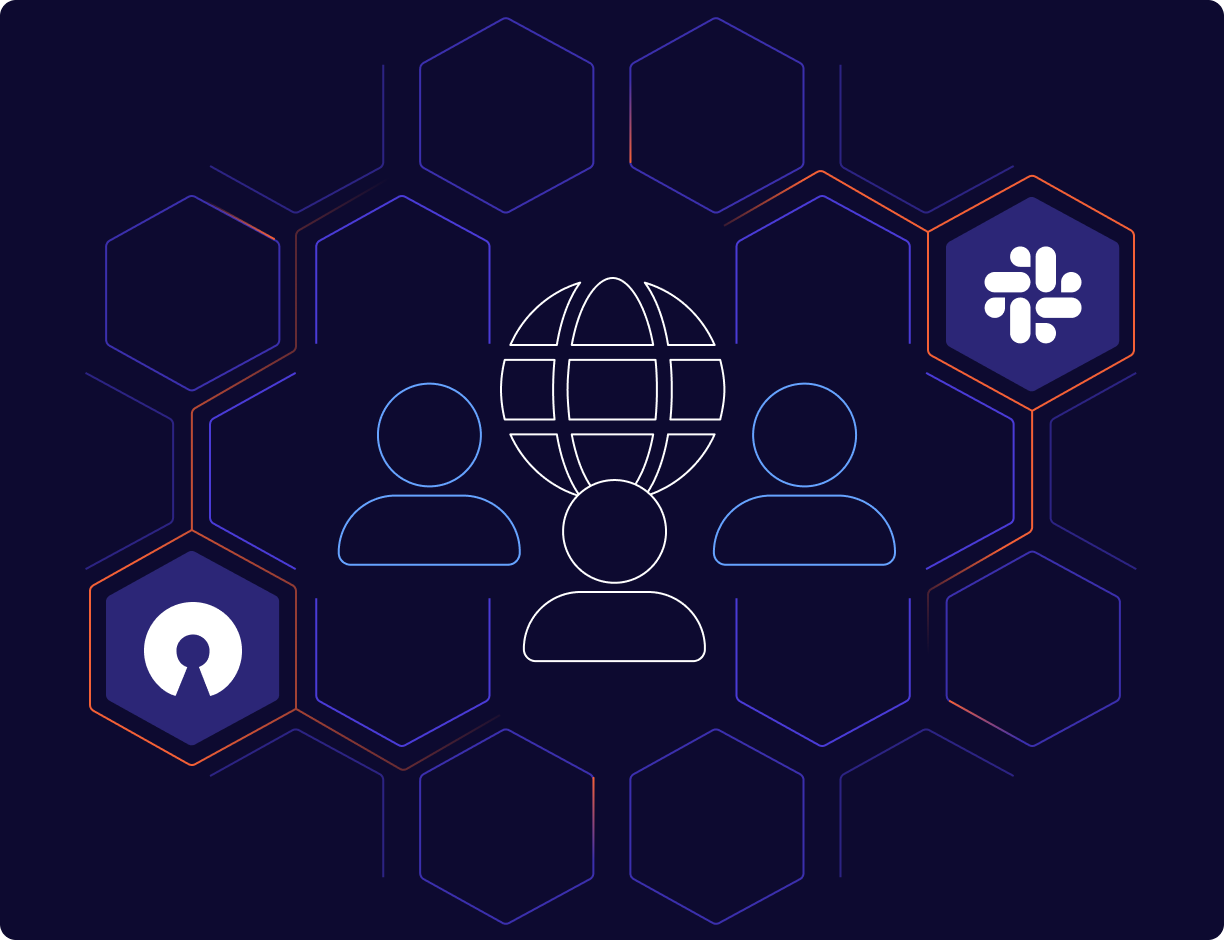 Dark illustration of people icons around a globe