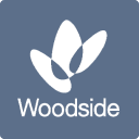Grey and white Woodside logo