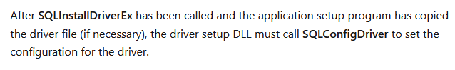 Microsoft SQLInstallDriverEx Documentation