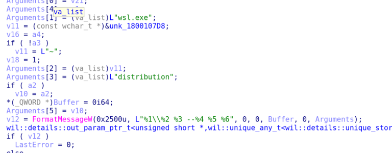 WslApi.dll dosyasının dışa aktardığı WslLaunch'taki komut biçimlendirme mantığı.