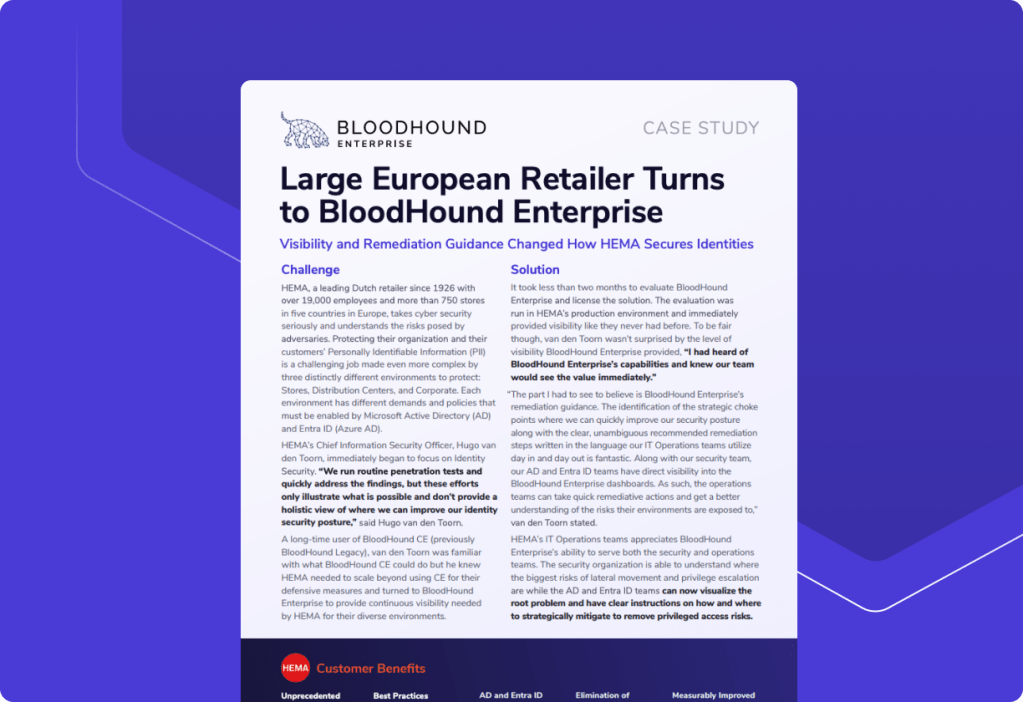 Large European Retailer Turns to BloodHound Enterprise